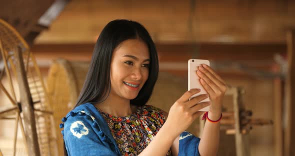Rural Women Making Selfie By Her Smart Phone