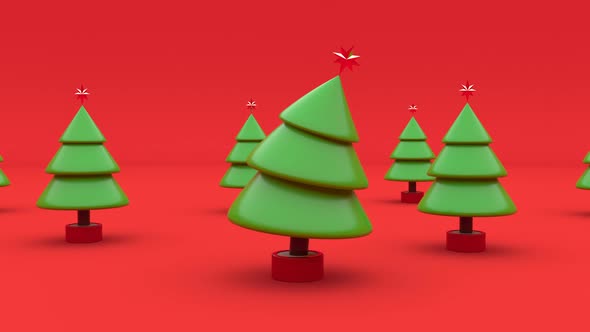 3d Christmas Tree Elements Holiday Party Concept Fir Dancing Endless Seamless Loop Happy New Year