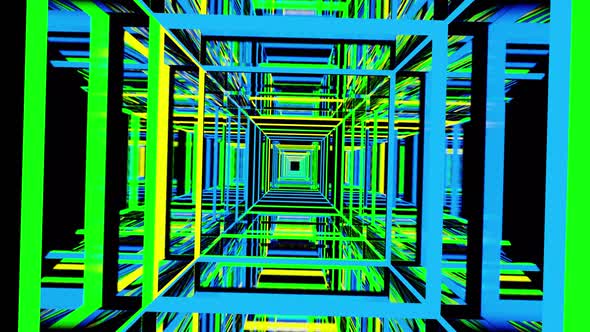 Colored Rotated Square Vj Loop Tunnel 4K