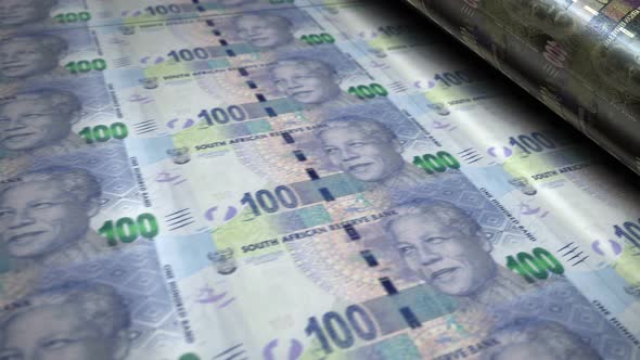 South Africa Rand money banknotes printing seamless loop