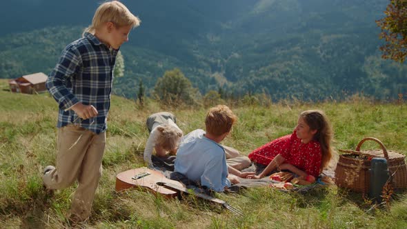 Family Relaxing Summer Picnic Sunny Day