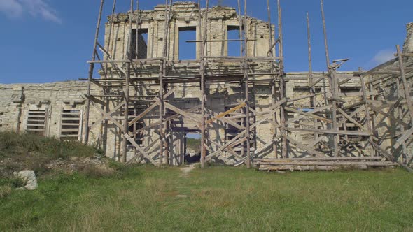 Scaffolding at Skala-Podilsky Castle