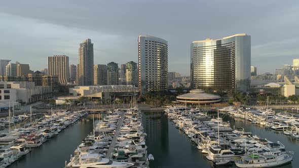 Aerial of Embarcadero and San Diego Downtown alt
