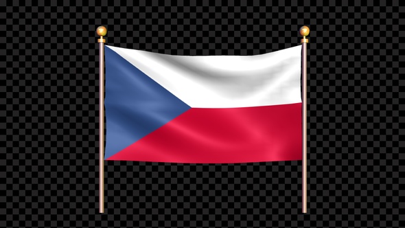 Flag Of Czech Republic Waving In Double Pole Looped