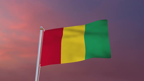 Flag Of Guinea Waving 4k