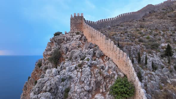 Alanya Castle - Alanya Kalesi Aerial View. Turkey