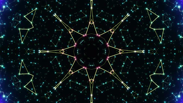 VJ loop neon kaleidoscope. Looping animation.