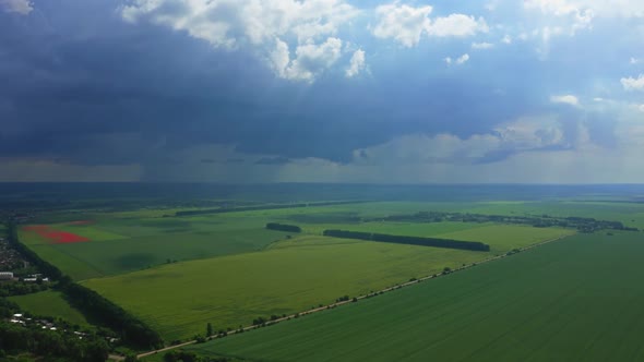 Aerial View Of The Thundercloud Above The Field