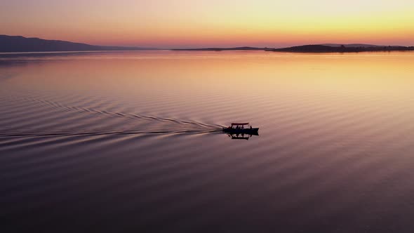 fishing boat on lake at sunset golyazi , bursa turkey  29
