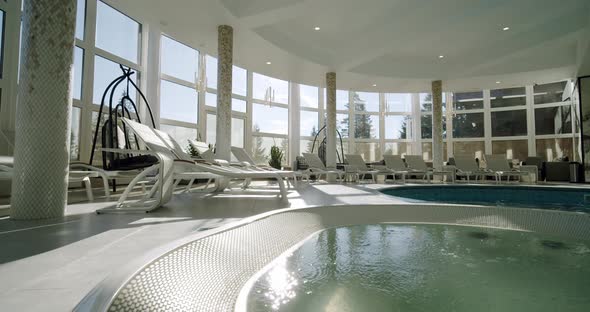 Sunbeds in the Indoor Swimming Pool