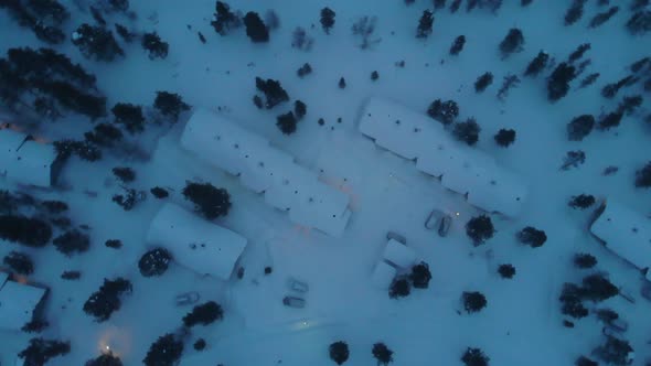 Saariselkaa at night from above, Lapland, Finland