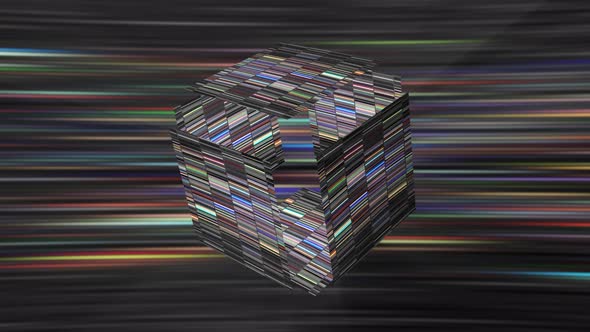 Shimmering 3D Striped Cube