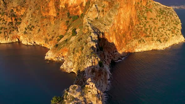 Alanya Castle Alanya Kalesi Aerial View of Mountain and City Turkey