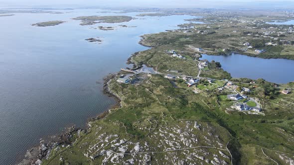 Drone Flying Over The Beautiful Coastal Landscape In Connemara, Ireland - aerial