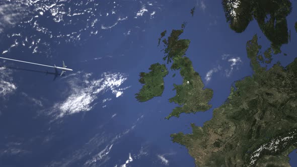 Airplane Flying To Manchester United Kingdom alt