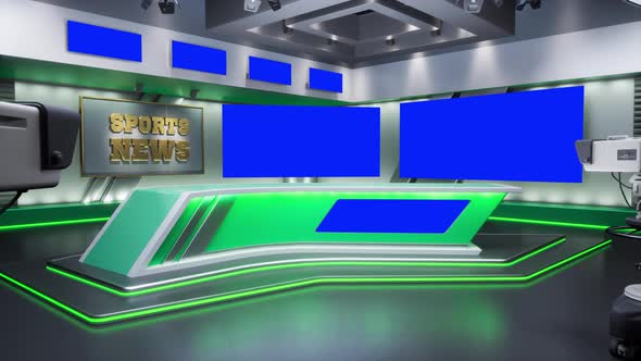 3D Rendering Virtual TV Sport Studio News Backdrop For TV Shows alt