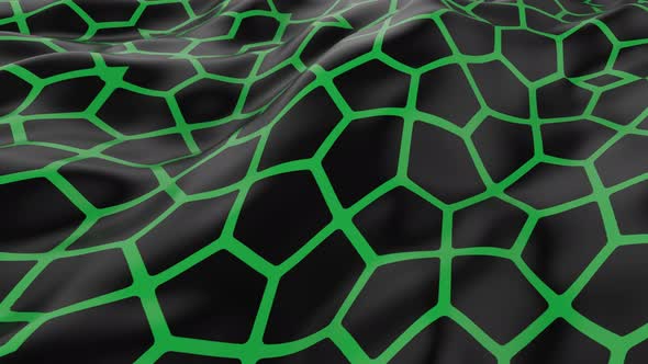 Green pattern of cell lines on a black canvas