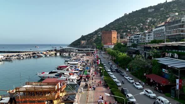 Pirate Harbor aerial view Turkey Alanya 4 K