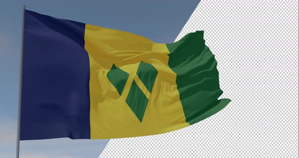 flag Saint Vincent and the Grenadines patriotism national freedom, seamless loop, alpha channel