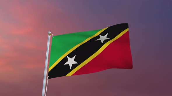 Flag Of Saint Kitts And Nevis Waving 4k