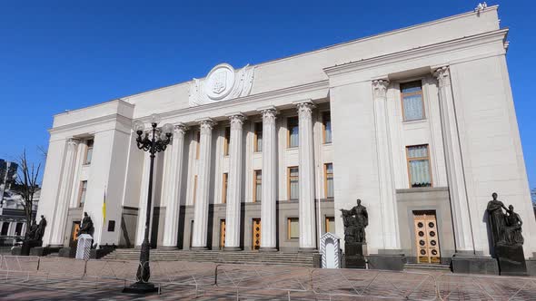 The Building of the Ukrainian Parliament in Kyiv  Verkhovna Rada Slow Motion