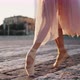 Legs of Professional Ballet Dancer in Pointe Shoes on Road - VideoHive Item for Sale