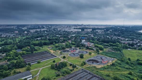 Aerial View to Sewage Treatment Plant