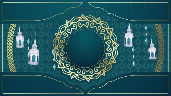 Ramadan Kareem Lamp Lantern Eid Islamic Green Background