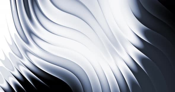 Abstract wavy chrome gradient color background. 3D loop animation