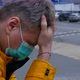 Sick Man in Medical Mask Outdoors - VideoHive Item for Sale