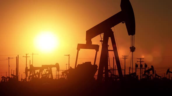 Oil Wells At Sunrise