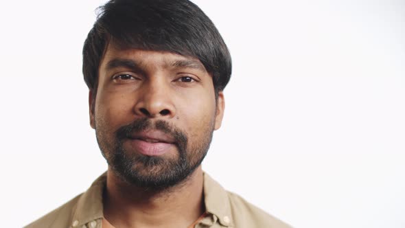 Portrait of Indian Man on White Background