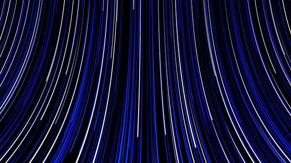 Abstract background of fast moving multicolored lines on black background