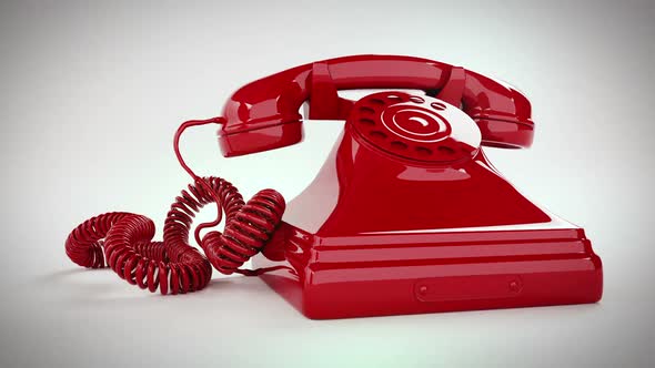 Endless animation of a stylish vintage red telephone ringing. Loopable. HD