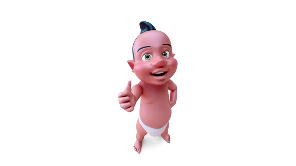 Fun 3D cartoon of an indian baby