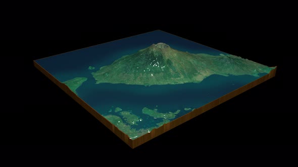 Mount Tambora terrain map 3D render 360 degrees loop animation