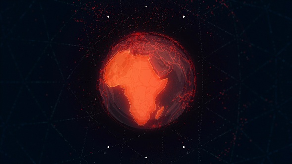 Africa Continent on the Rotating Red Earth 4 K alt