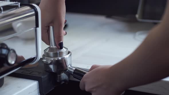 Closeup of Filter Holder with Coffee Inside