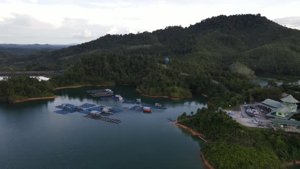 Aerial View of Fish Farms in Norway