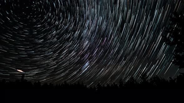 Cometshaped Star Trails Night Sky