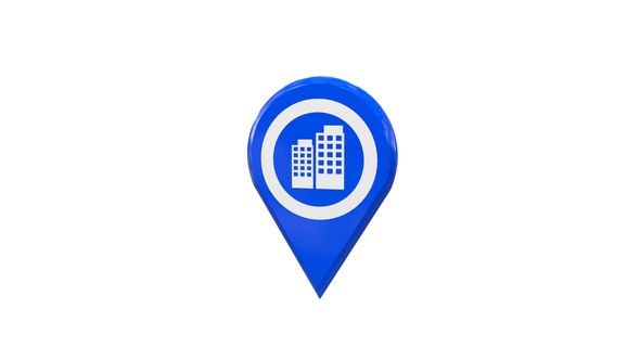 Apartment 3D Map Location Pin Blue V3