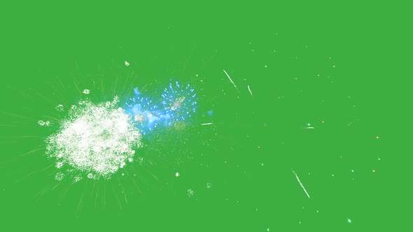 Abstract Firework on Green Chroma Key Background 4Th of July Independence Day Concept