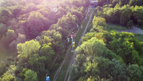 Cable car attraction aerial view, Kharkiv city