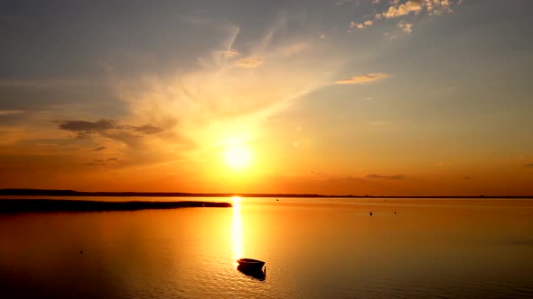 Beautiful landscape with sunset over lake Svityaz in Ukraine, 4k, timeleps