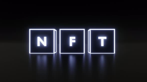 Seamless Glowing Neon Cubes with Nft Letters