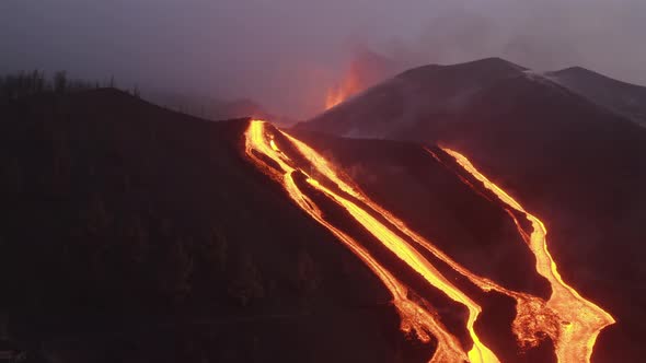 Aerial view of Volcan Cumbre Vieja, La Palma, Canary Islands, Spain.