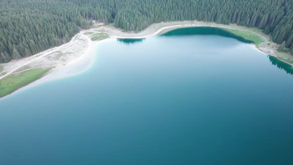 Aerial View Black Lake in Montenegro Mountain Crno Jezero in Durmitor Park