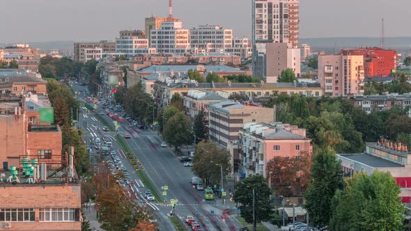 Kharkiv City Panorama From Above Timelapse