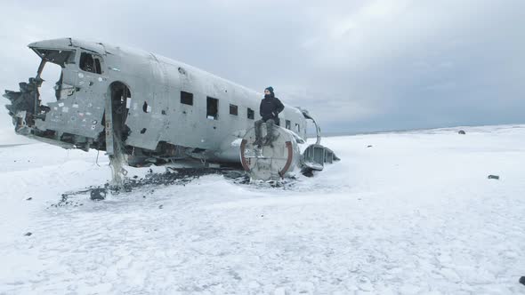 Tourists Walk Next to Slheimasandur Dc 3 Plane Wreck in Iceland