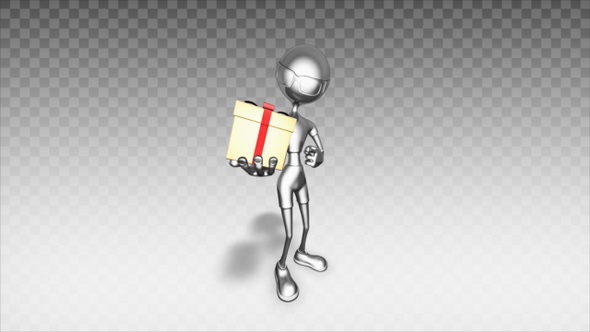 Silver 3D Man - Cartoon Show Present Box alt